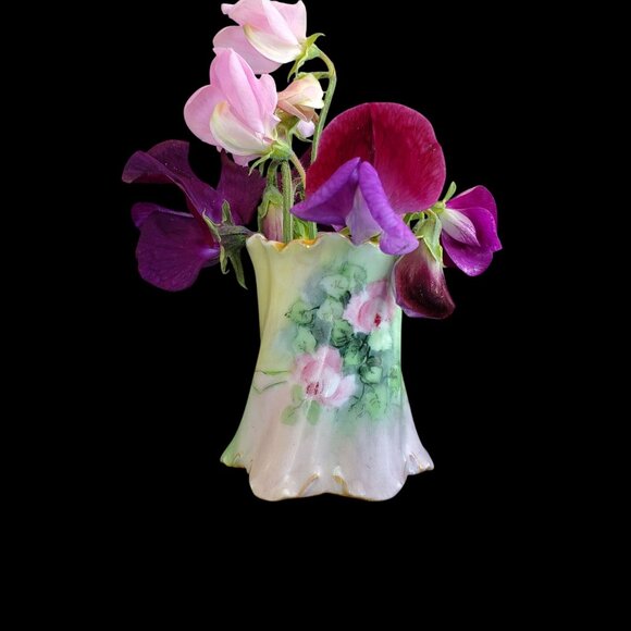 Antique Porcelain Hand Painted Roses Toothpick Match Holder Versailles - Picture 14 of 14